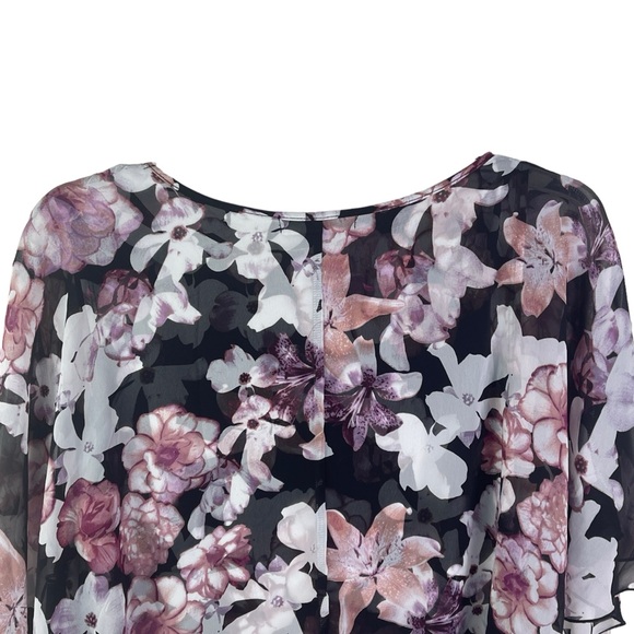 Adele & Mae XL Boho Women's Ruffled Tiered Drapey Flowy Floral V-Neck Blouse - Picture 9 of 12